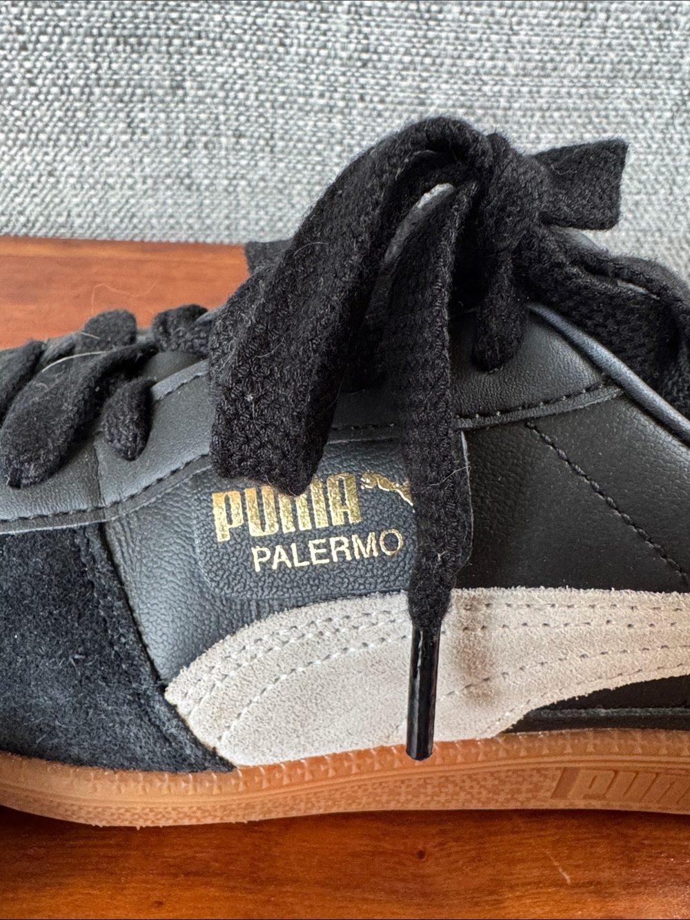 Puma Men's Black & White Suede Sneakers with Gum Sole - Picture 11 of 11
